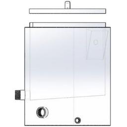 Diagram of our tank that shows the sloped bottom design